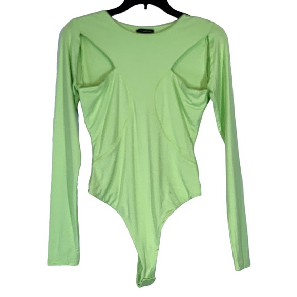 Naked Wardrobe Lime Green Cutout Long Sleeve Bodysuit - Picture 2 of 12